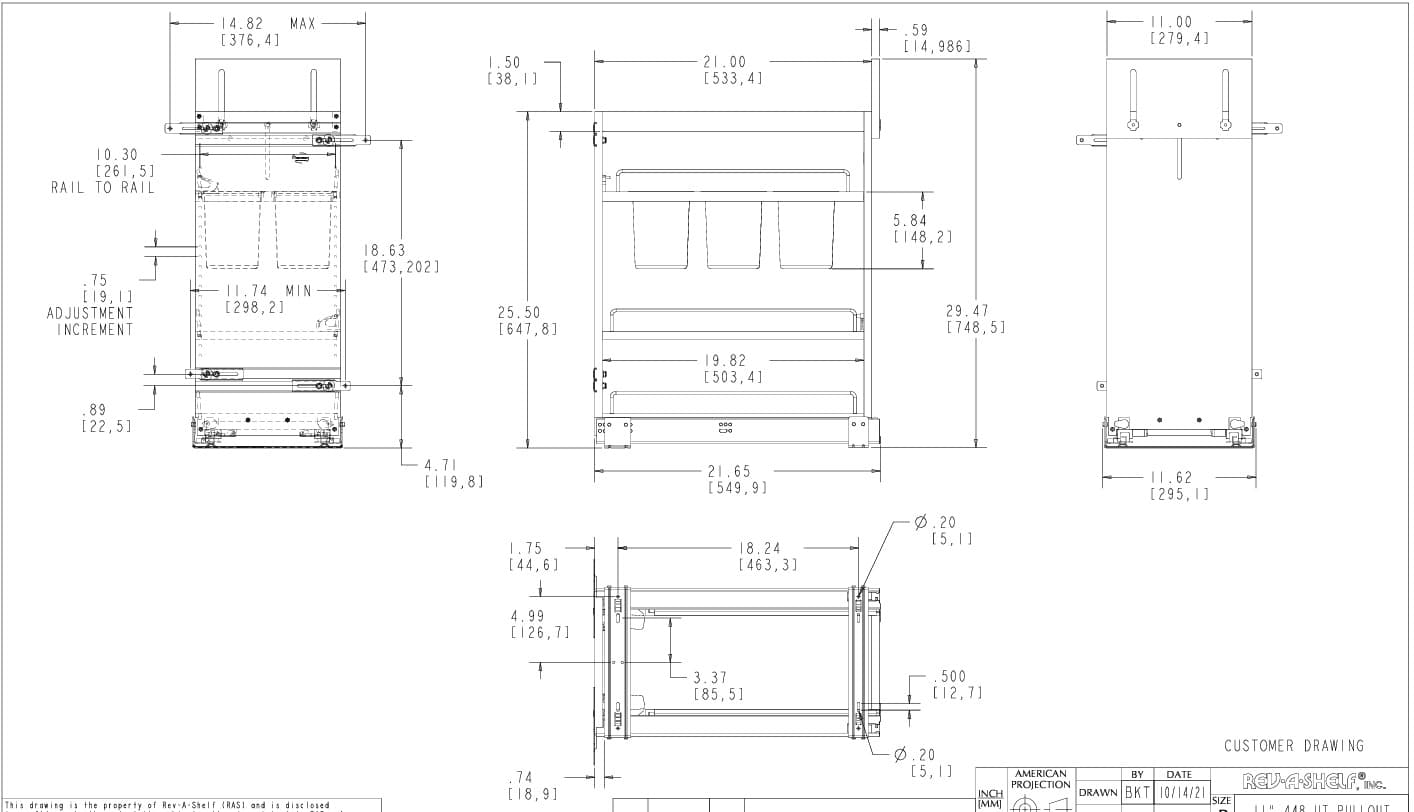 Base Cabinet Pullout W/Utensil Bins