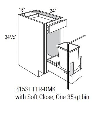 Dover - Base Cabinets with Trash Pullout 1 Soft Close 35 QT Bin W/1 Drawer