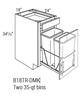 Dover - Base Cabinets with Trash Pullout 2 - 35 QT Bin W/1 Drawer