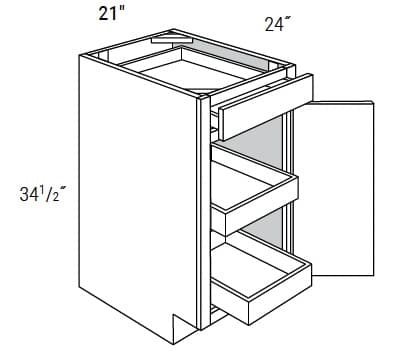 Dover - Base 1 Door W/1 Drawer and 2 Soft Close Rollouts