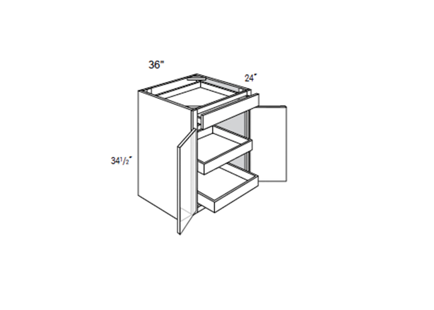 Dover - Base 2 Butt Doors W/1 Drawer W/2 Soft Close Rollouts