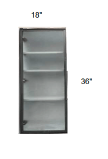 Trends - Single Metal Glass Door for Wall Diagonal W/ Frosted Glass