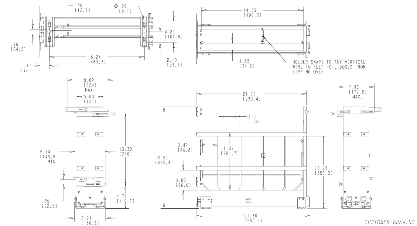 Base Cabinet Pullout W/Tray Divider /Foil Wrap Holder
