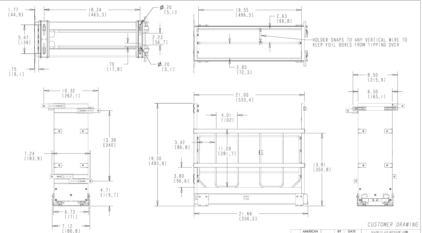 Base Cabinet Pullout W/Tray Divider /Foil Wrap Holder