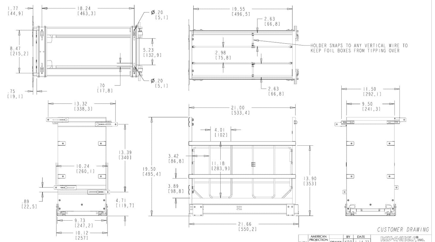 Base Cabinet Pullout W/Tray Divider /Foil Wrap Holder