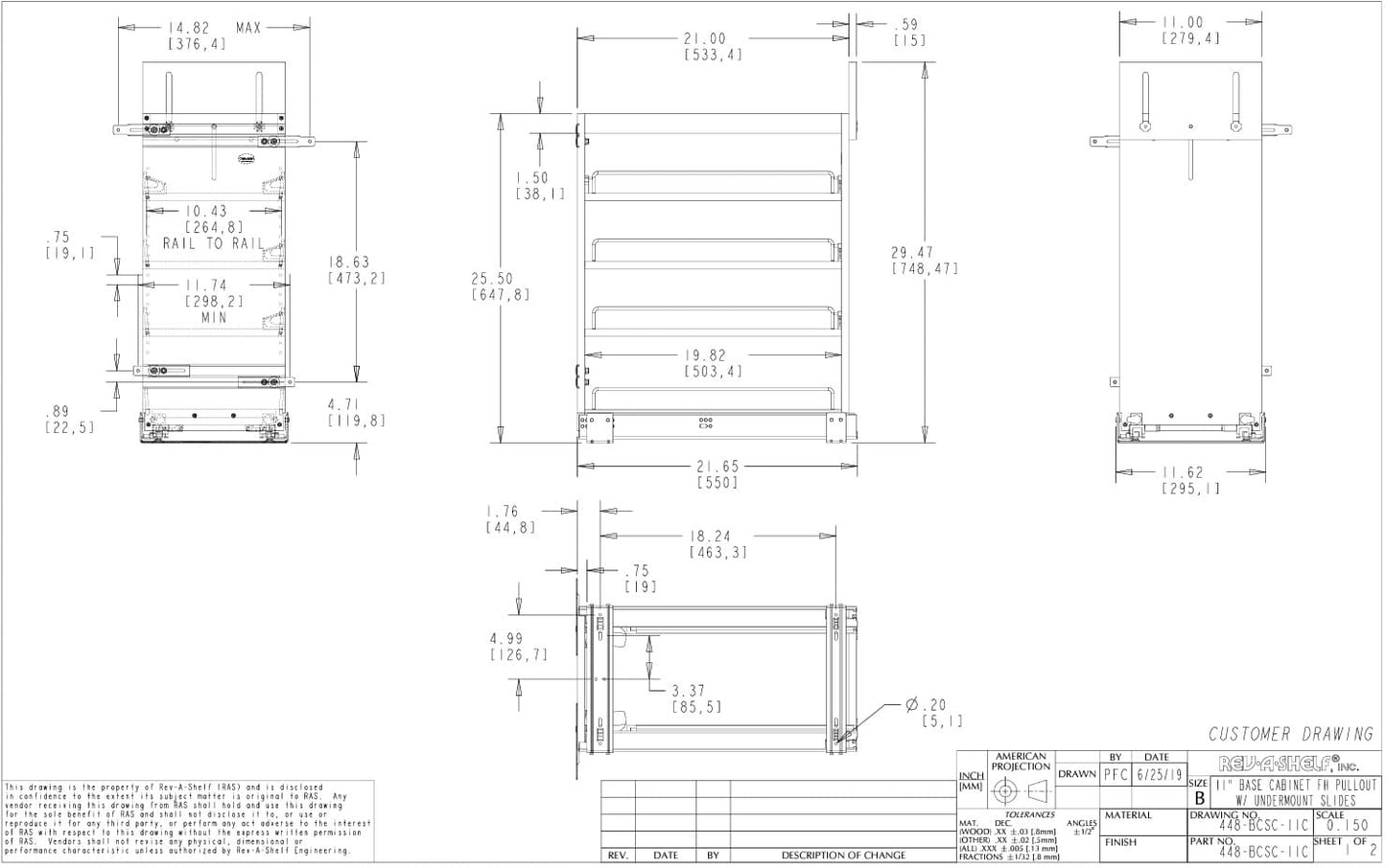 Base Cabinet Spice Pullout W/Soft Close