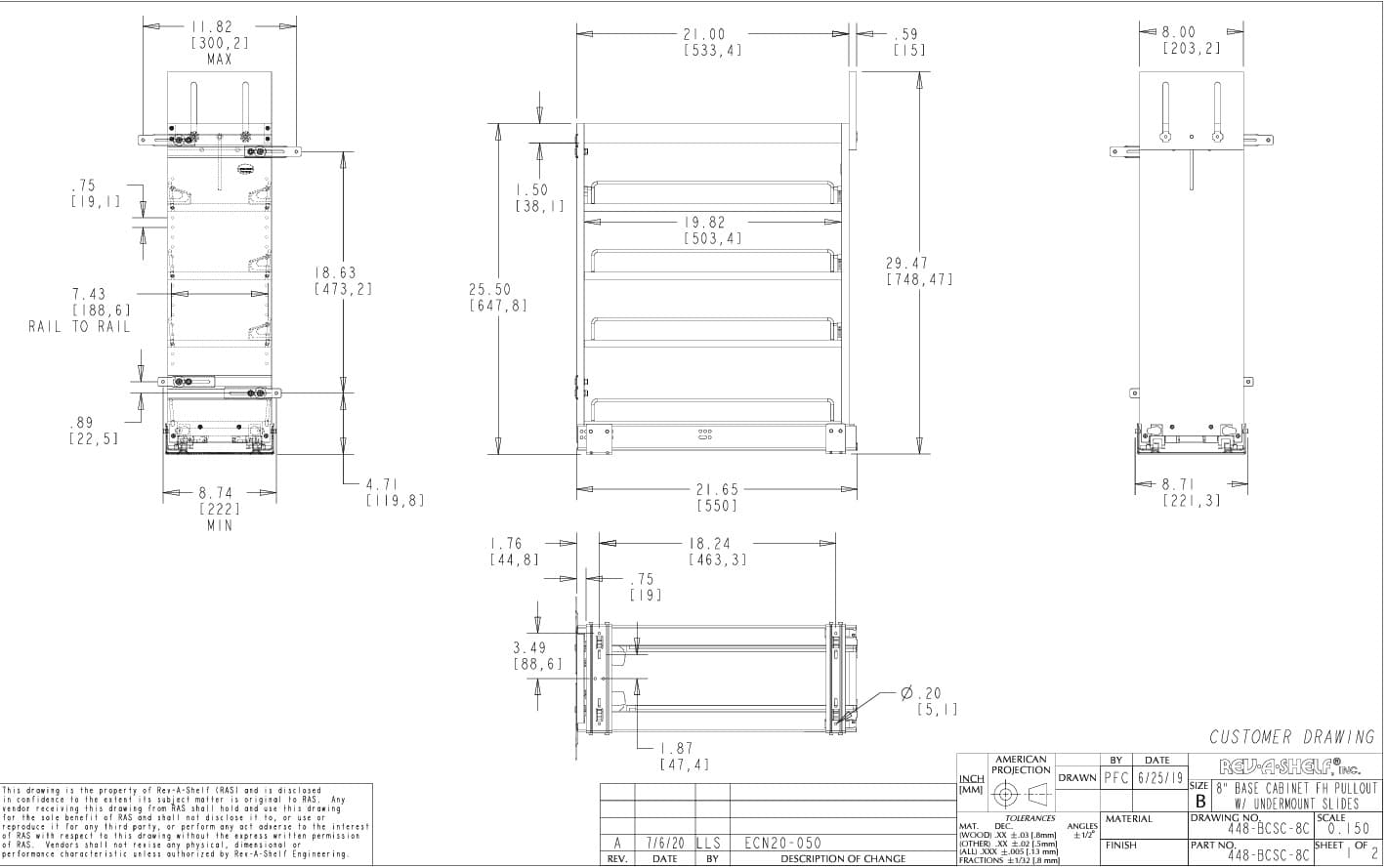 Base Cabinet Spice Pullout W/Soft Close