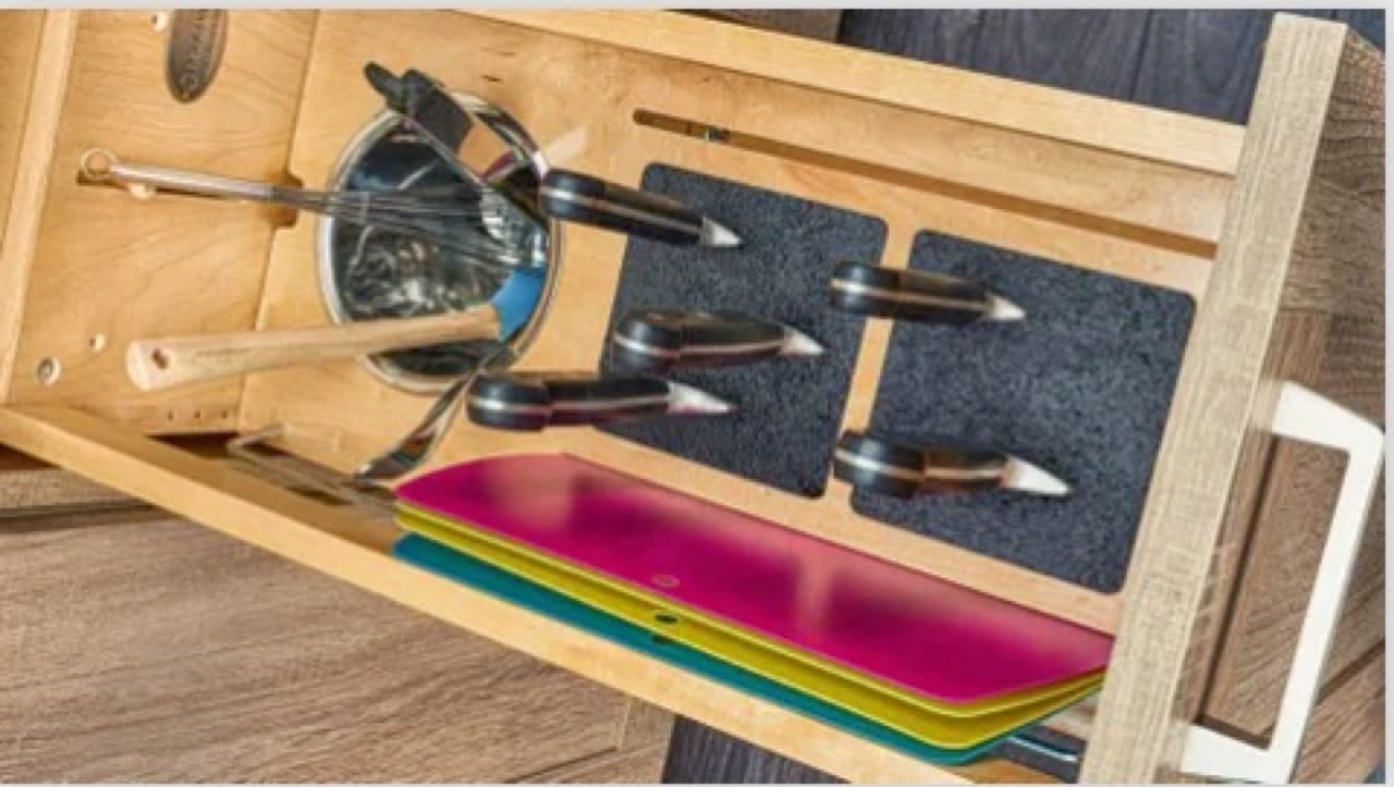 Base Cabinet Pullout w/Knife Block & Utensil Bins