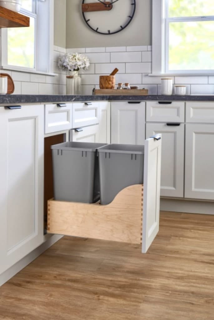 Wood Bottom Mount 35 qt Double Waste Container