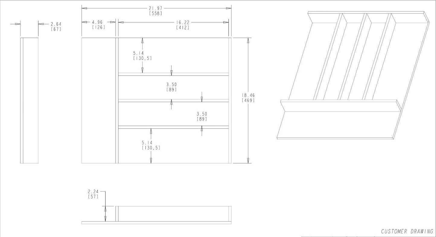 Wood Utensil Tray Insert