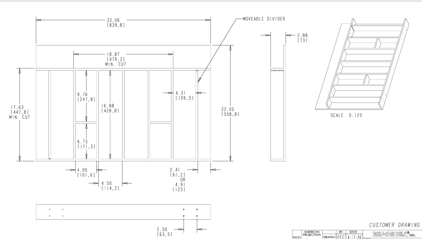 Wood Utensil Tray Insert