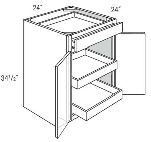 Dover - Base 2 Butt Doors W/1 Drawer W/2 Soft Close Rollouts