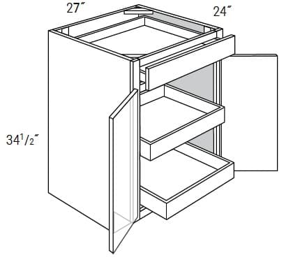 Essex - Base 2 Butt Doors W/1 Drawer W/2 Soft Close Rollouts