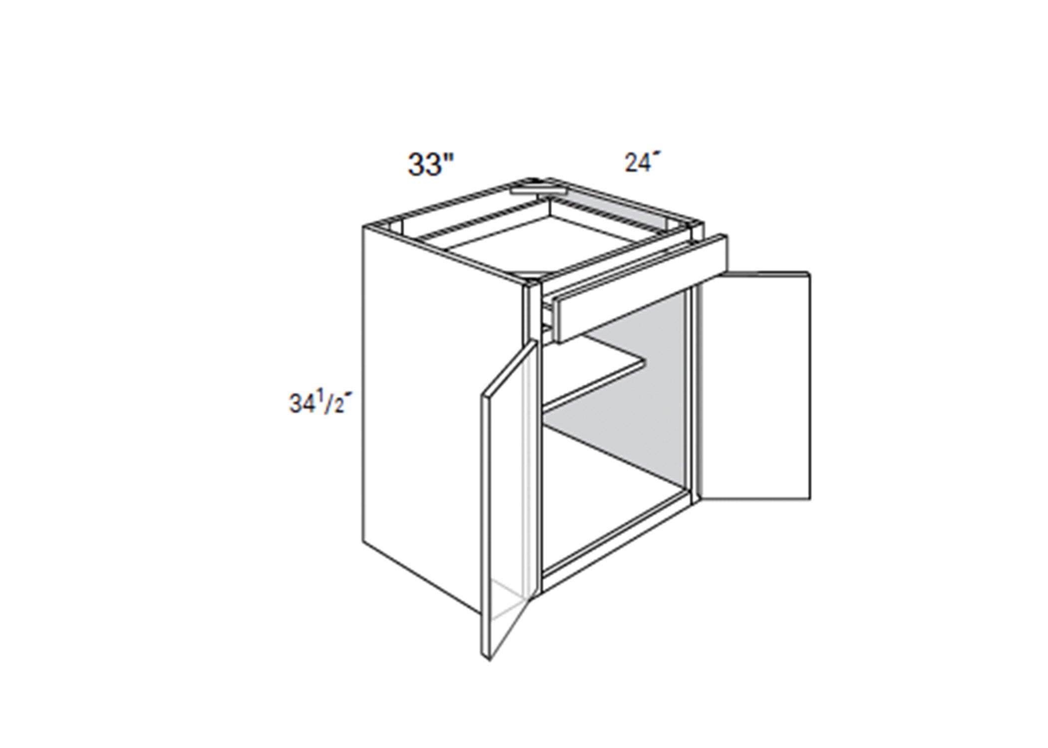 Amesbury Recessed - Base 2 Doors W/1 Drawer & Butt Doors