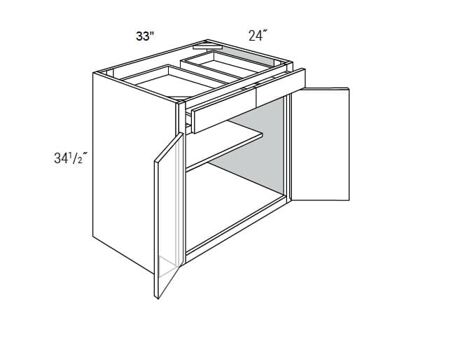 California - Base 2 Doors W/2 Drawers & Butt Doors