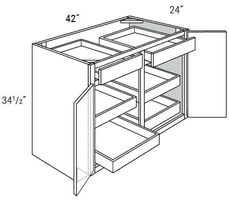 Amesbury Recessed - Base 2 Doors W/2 Drawers with Center Stile W/4 Soft Close Rollouts