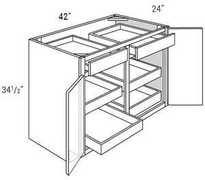 Essex - Base 2 Doors W/1 Drawer W/4 Soft Close Rollouts