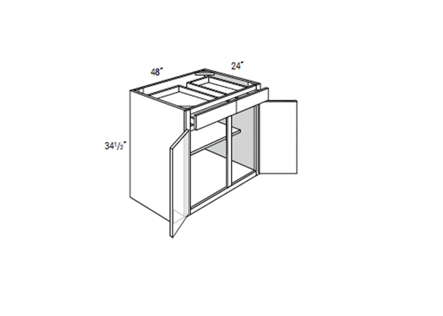 FC Shaker - Base 2 Doors W/2 Drawers with Center Stile