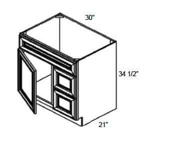 JAR Shaker - Vanity Sink Bases W/2 Drawers on Right and 1 Door