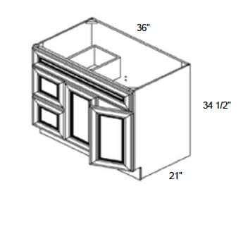 JAR Shaker - Vanity Sink Bases W/2 Drawers on Left and 2 Doors