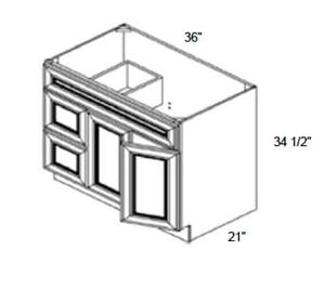 JAR Shaker - Vanity Sink Bases W/2 Drawers on Left and 2 Doors