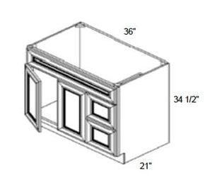 JAR Raised - Vanity Sink Bases W/2 Drawers on Right and 2 Doors