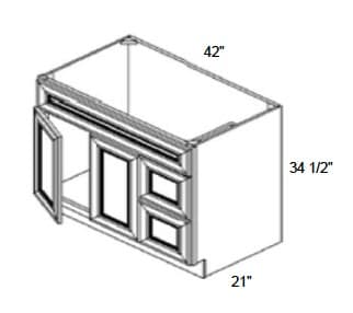JAR Shaker - Vanity Sink Bases W/2 Drawers on Right and 2 Doors