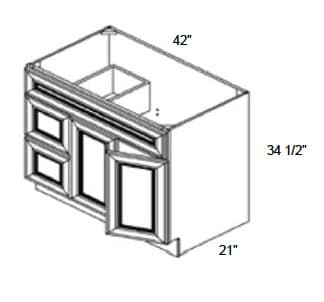 JAR Shaker - Vanity Sink Bases W/2 Drawers on Left and 2 Doors