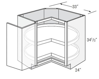 Weston - Corner Base Cabnet Bifold Doors W/2 Wood Lazy Susans