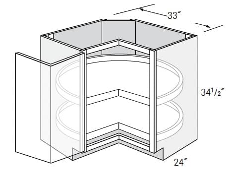 Weston - Corner Base Cabnet Bifold Doors W/2 Wood Lazy Susans