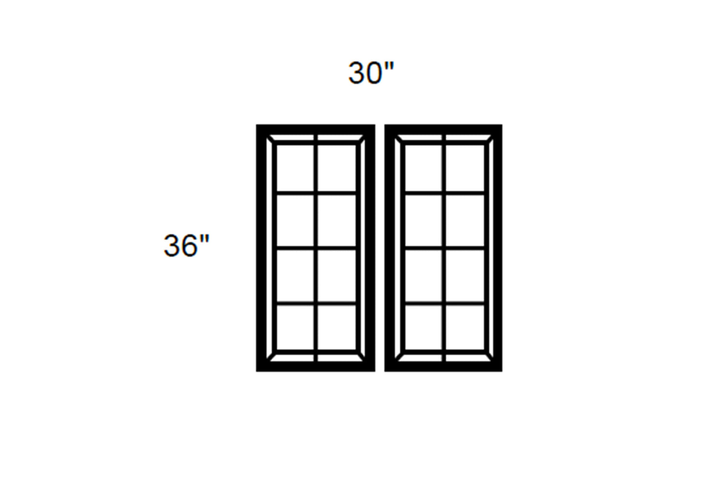 FC Shaker - Mullion Style Clear Glass Butt Door