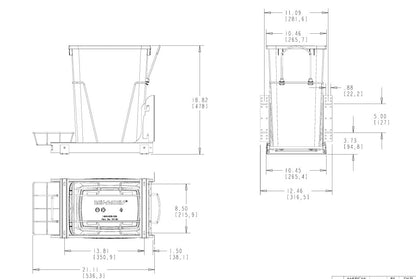 Wire Bottom Mount 35 qt Single Waste Container W/Door Mount Kit
