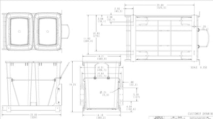 Wire Bottom Mount 35 qt Double Waste Container W/Door Mount Kit