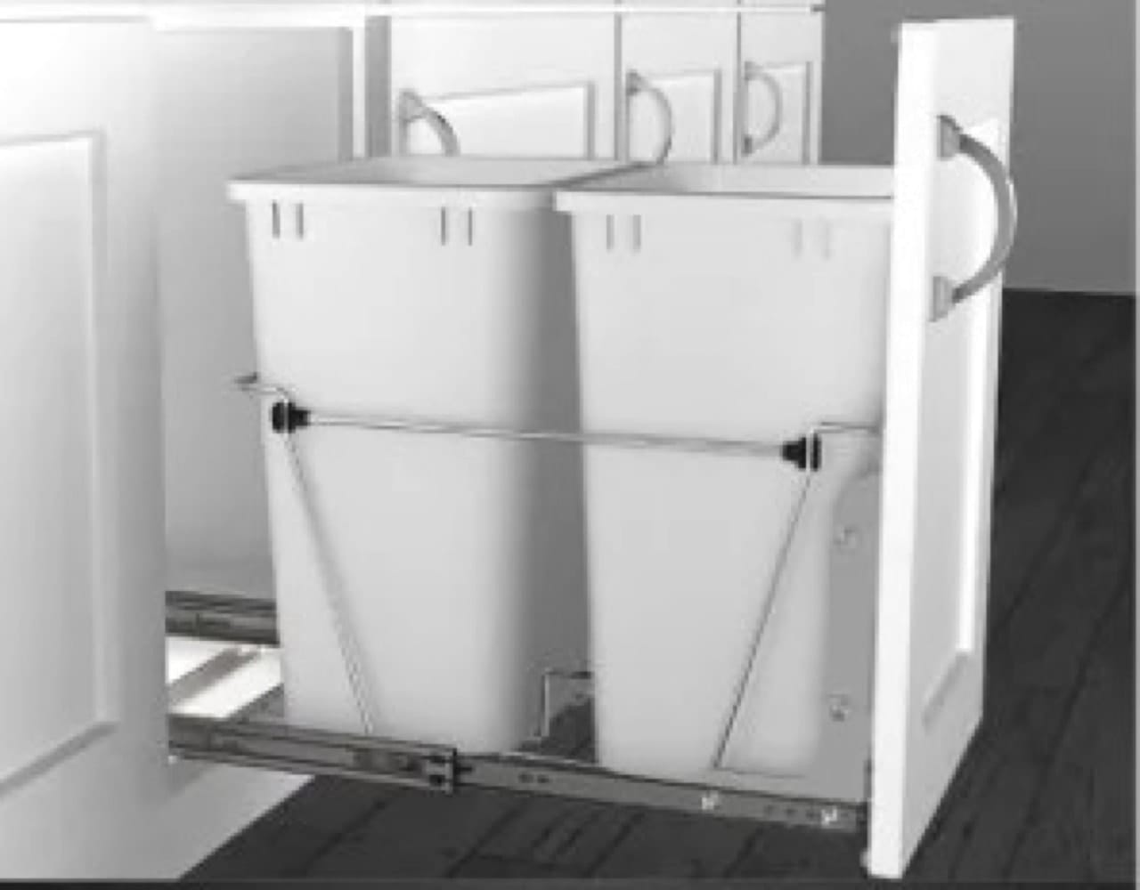 Wire Bottom Mount 35 qt Double Waste Container W/Door Mount Kit