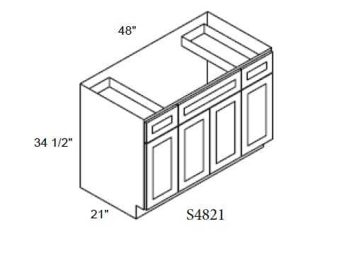 MX Recessed - Vanity Sink Bases 4 Doors W/ 2 Drawers