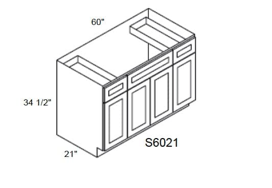 MX Recessed - Vanity Sink Bases 4 Doors W/ 2 Drawers