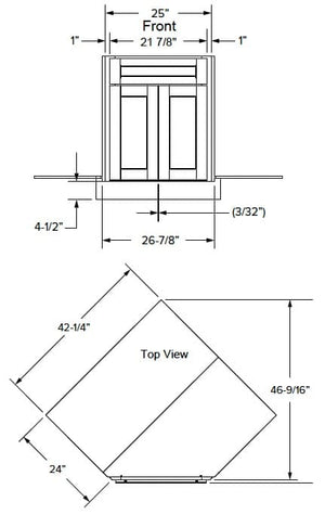 California - Base Diagonal Corner Sink Front Only 2 Doors