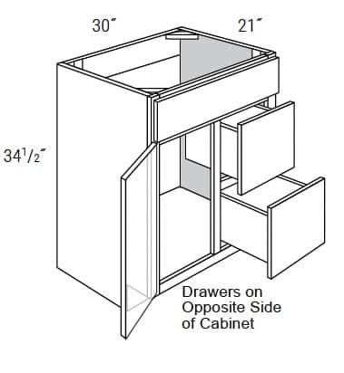 MX Recessed - Vanity Sink Bases W/2 Drawers on Left