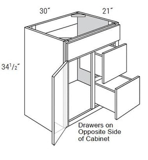 MX Recessed - Vanity Sink Bases W/2 Drawers on Left