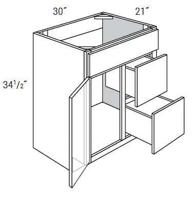 MX Recessed - Vanity Sink Bases W/2 Drawers on Right