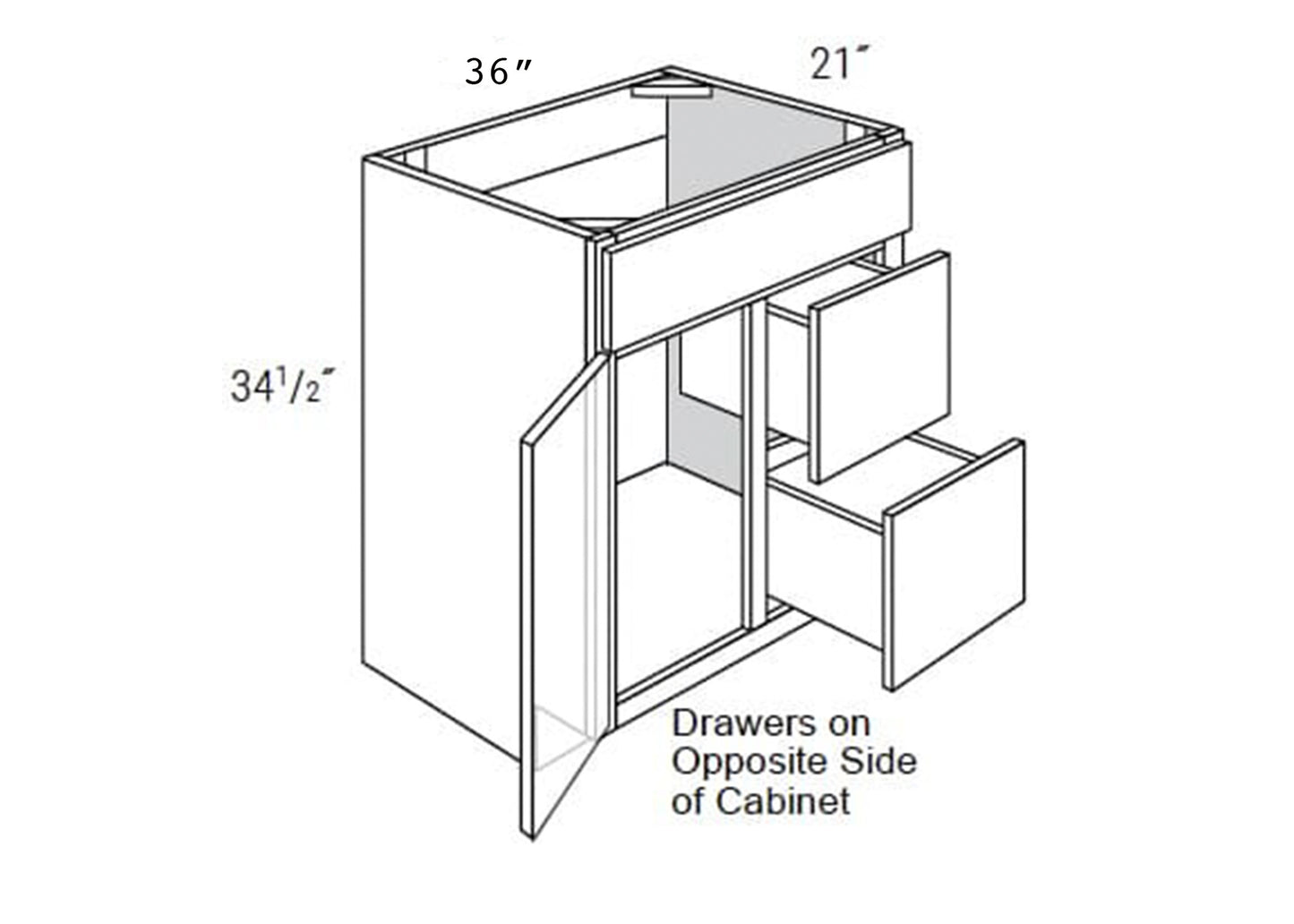 FC Shaker - Vanity Sink Bases 1 Door W/2 Drawers on Left