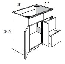 Amesbury Recessed - Vanity Sink Bases 2 Doors W/2 Drawers on Right