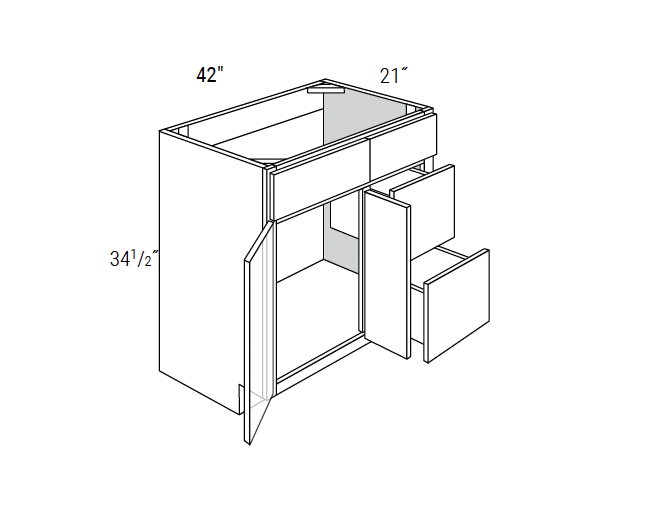 FC Shaker - Vanity Sink Bases 2 Doors W/2 Drawers on Right