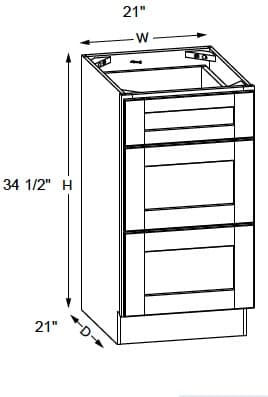 Malibu - Vanity 3 Drawer Base
