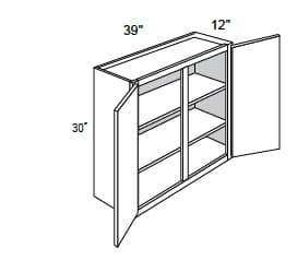 Malibu - Wall Cabinets 2 Doors & Center Style 30" Tall