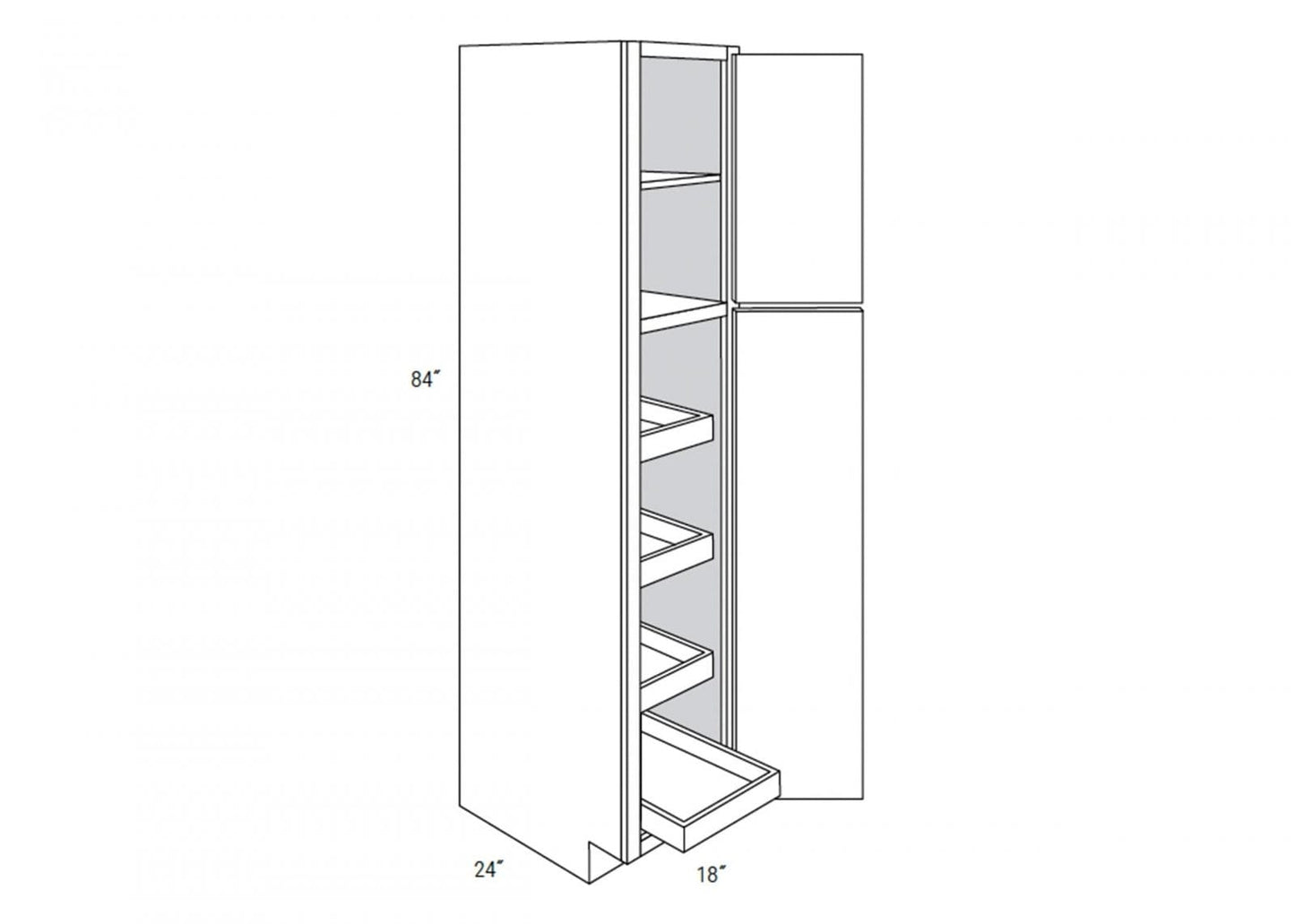 Dover - Tall 2 Door Pantry W/4 Rollouts