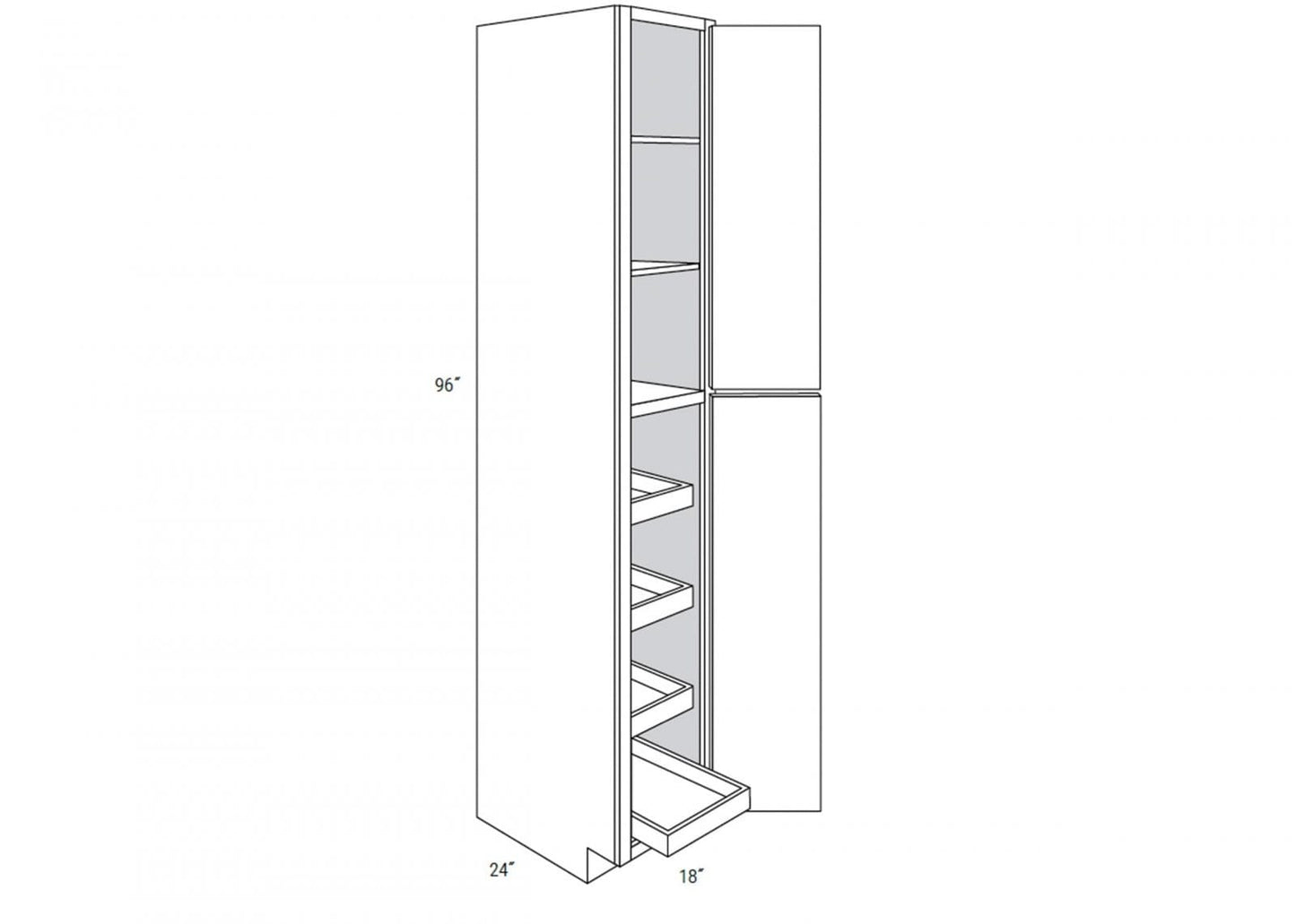 Dover - Tall 2 Door Pantry W/4 Rollouts