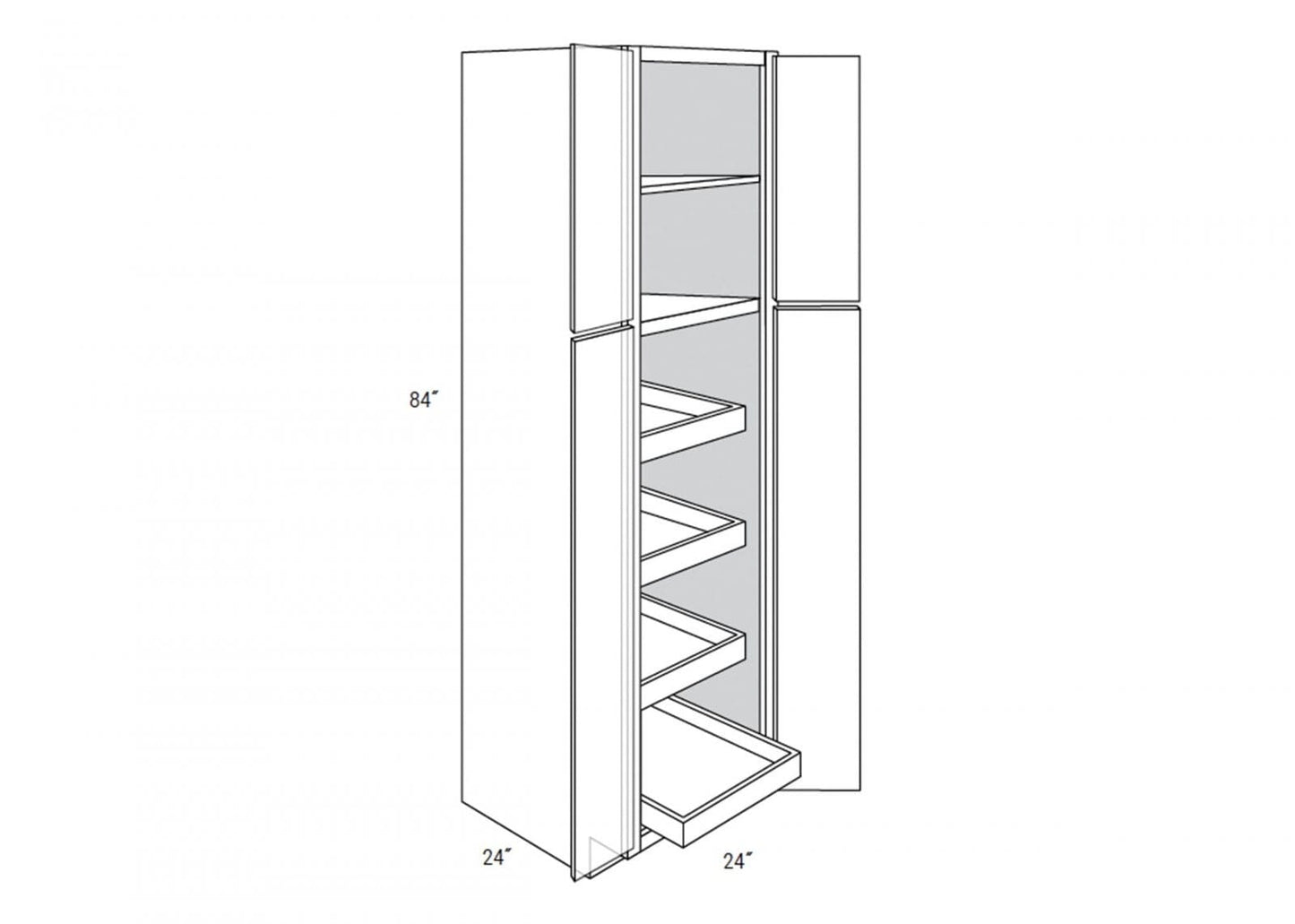 Trenton Recessed - Tall 4 Doors Pantry W/ Butt Doors W/4 Rollouts Trays