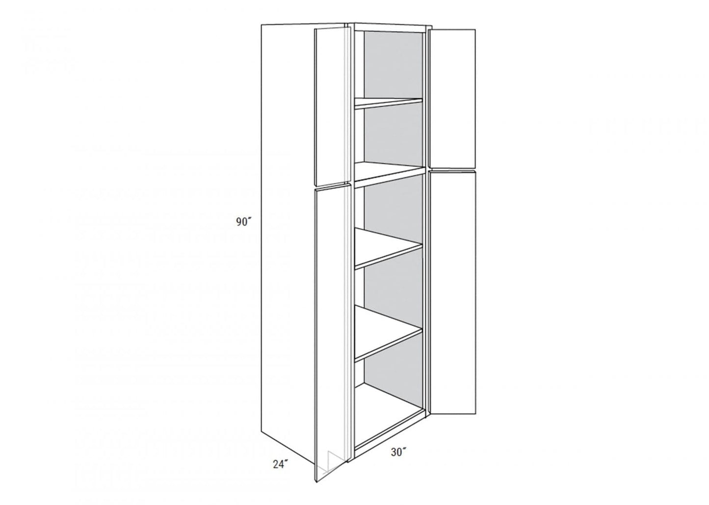 MX Recessed - Tall 4 Doors Pantry W/ Butt Doors